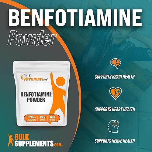 Miniatura 3 de BULKSUPPLEMENTS.COM Polvo de benfotiamina - B1 Benfotiamina en polvo - Suplemento de benfotiamina de 150 mg - Suplemento de tiamina B1 - Vitamina B1