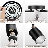 Vista 7 de Accesorios de iluminación de pista de techo negro, accesorio de iluminación de cocina, kit de luz de pista de 4 luces de 30", luces de techo LED