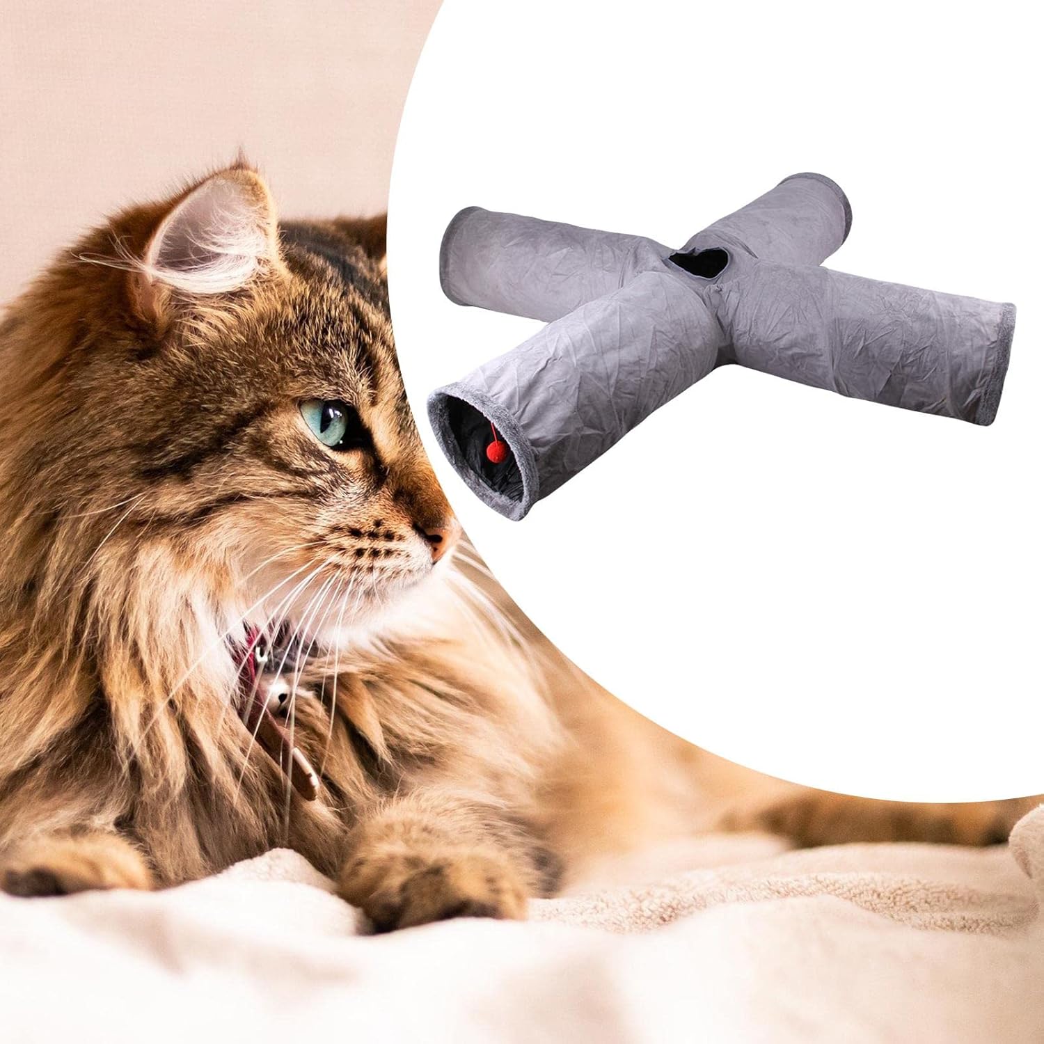 Cat Tunnel Tube for s, Cat Toys Collapsible, Kitty Tunnel Toy for Puppy, Kitten, Rabbit, Gray