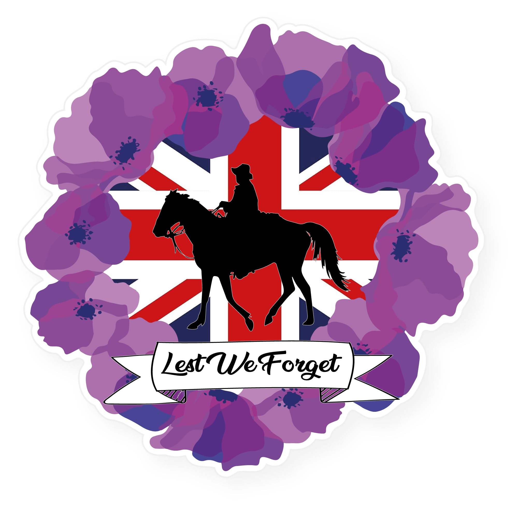 Stika.co Lest We Forget - Corona De Amapola Morada Para El Domingo De Recuerdo, Día Del Armistio, Día De Anzac, Soldados De Héroes De Guerra, Decoraciones Acrílicas (L - 200 X 200 Mm