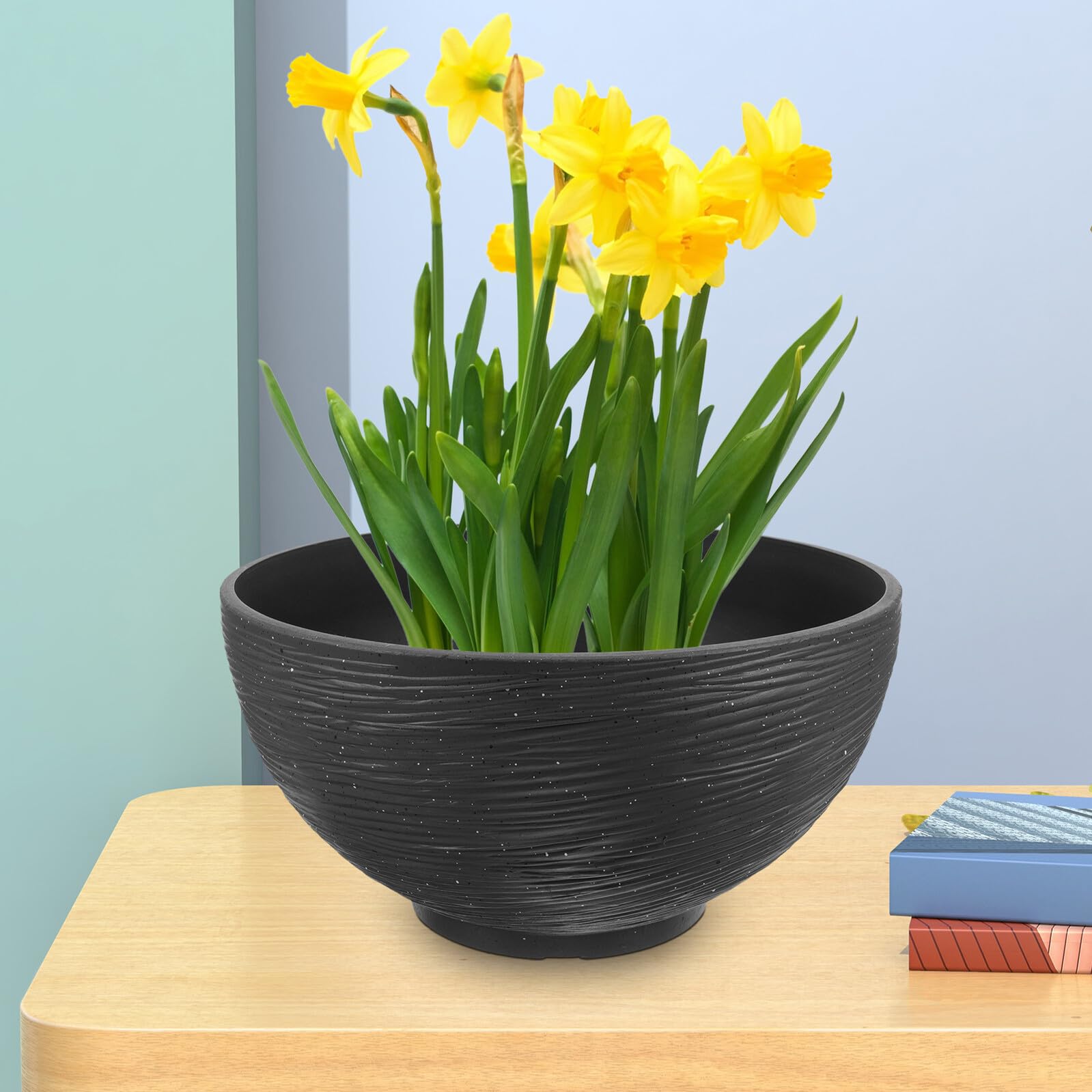 TOYANDONA Pot de Fleurs en Plastique Noir pour Plantes Hydroponiques et Lotus, Résistant la Déformation Chocs, Décoratif pour Jardin et Salon
