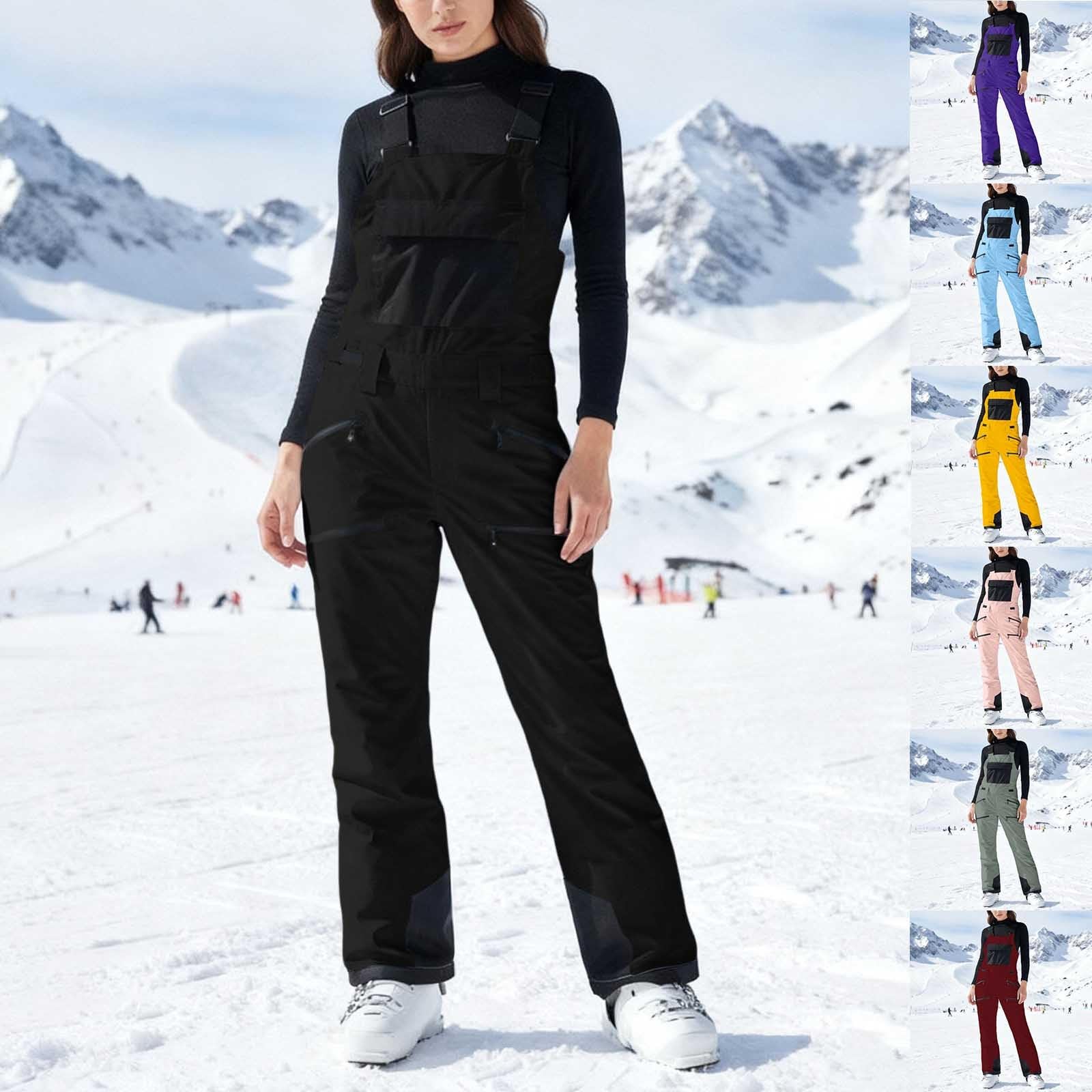 Pantalon de ski pour femme - Coupe-vent - Respirant - Fonctionnel - Avec bretelles - Baggy - Jupe pare-neige - Pantalon de snowboard - Pantalon de ski - Pantalon d'extérieur - Grandes