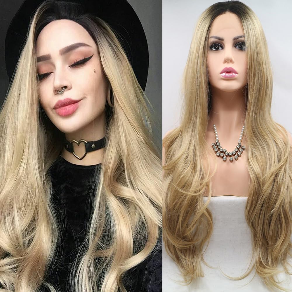Xiweiya Long Natural Wavy Synthetic Lace Front Wigs For Black Women - View #10