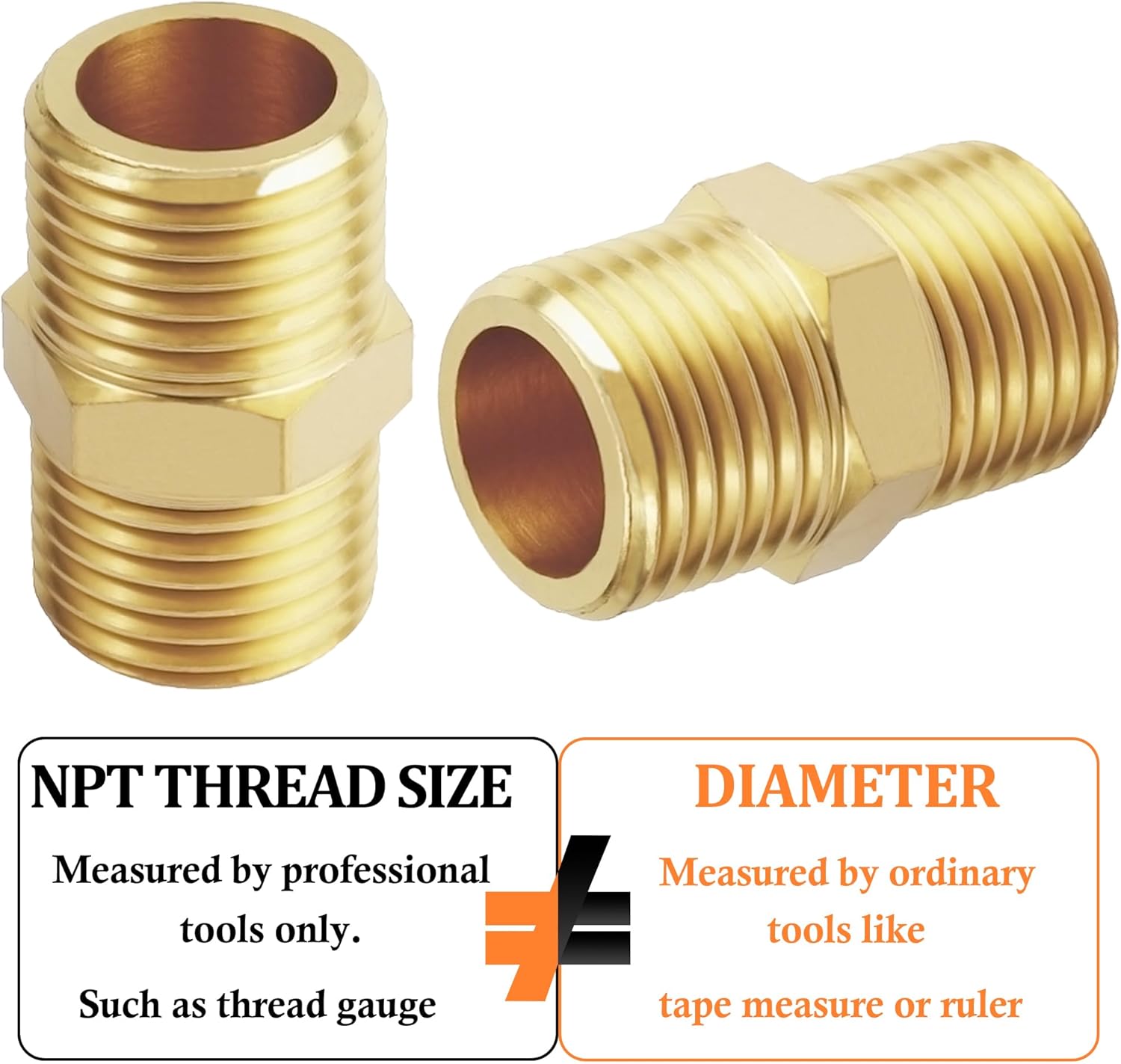 YOUHO 2-Pack 3/4 NPT Male Thread Brass Pipe Nipple Adapter Fittings