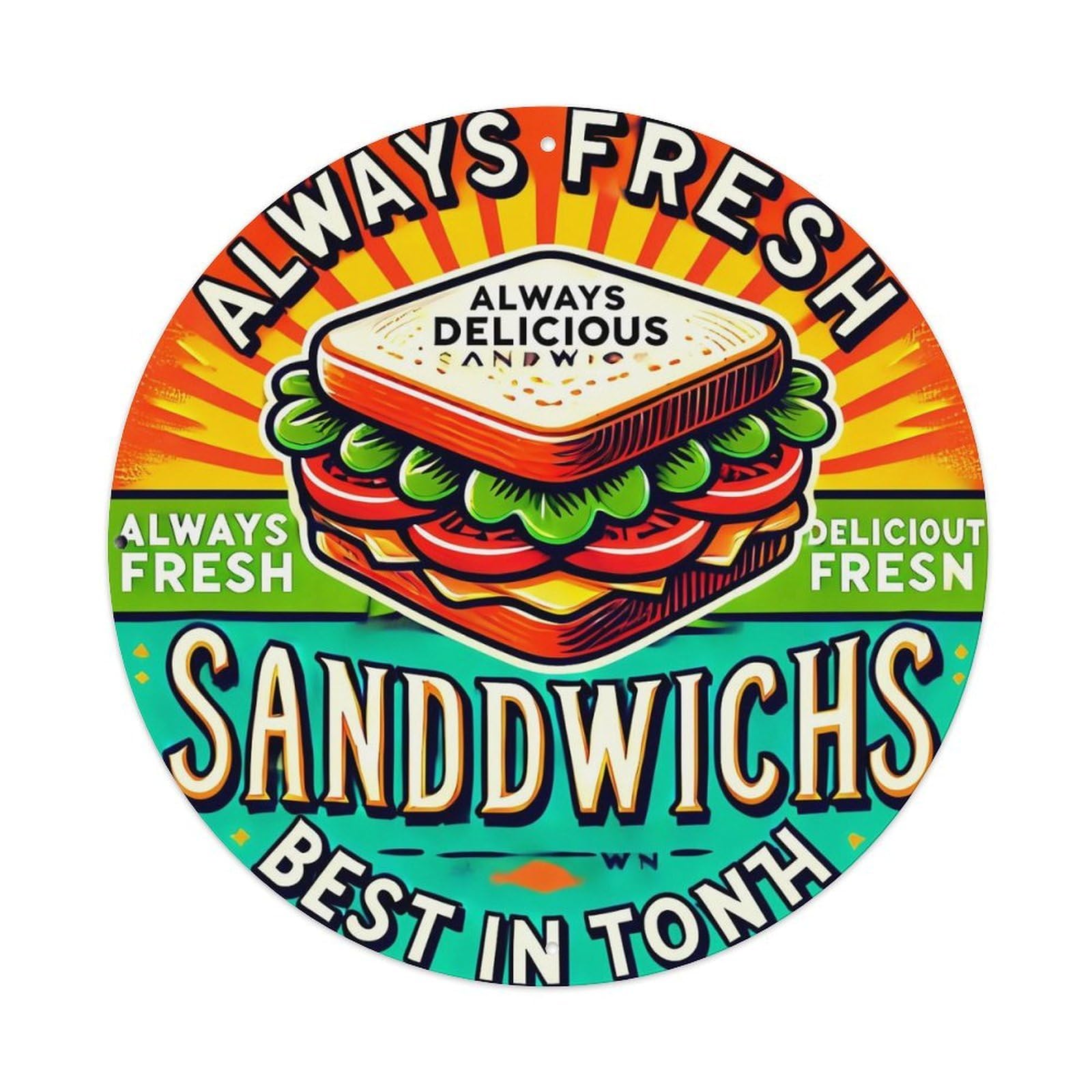 Always Fresh Sandwiches Best In Town Metal Tin Sign Plaque