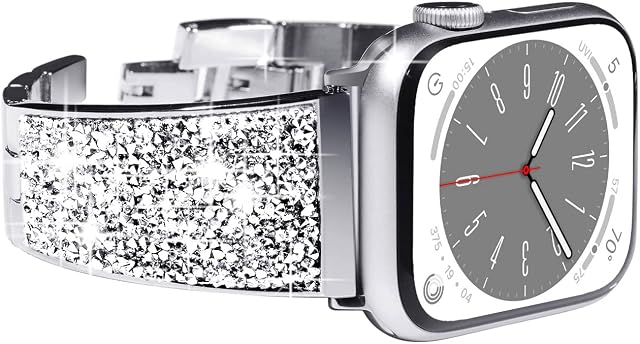 KADES Compatible with Apple Watch Strap Series 8 41mm, Women Stainless Steel Strap Link Bracelet Replacement Wristband for iWatch Strap 41mm 40mm 38mm Series 8 7 SE 6 5 4 3 2 1, Silver