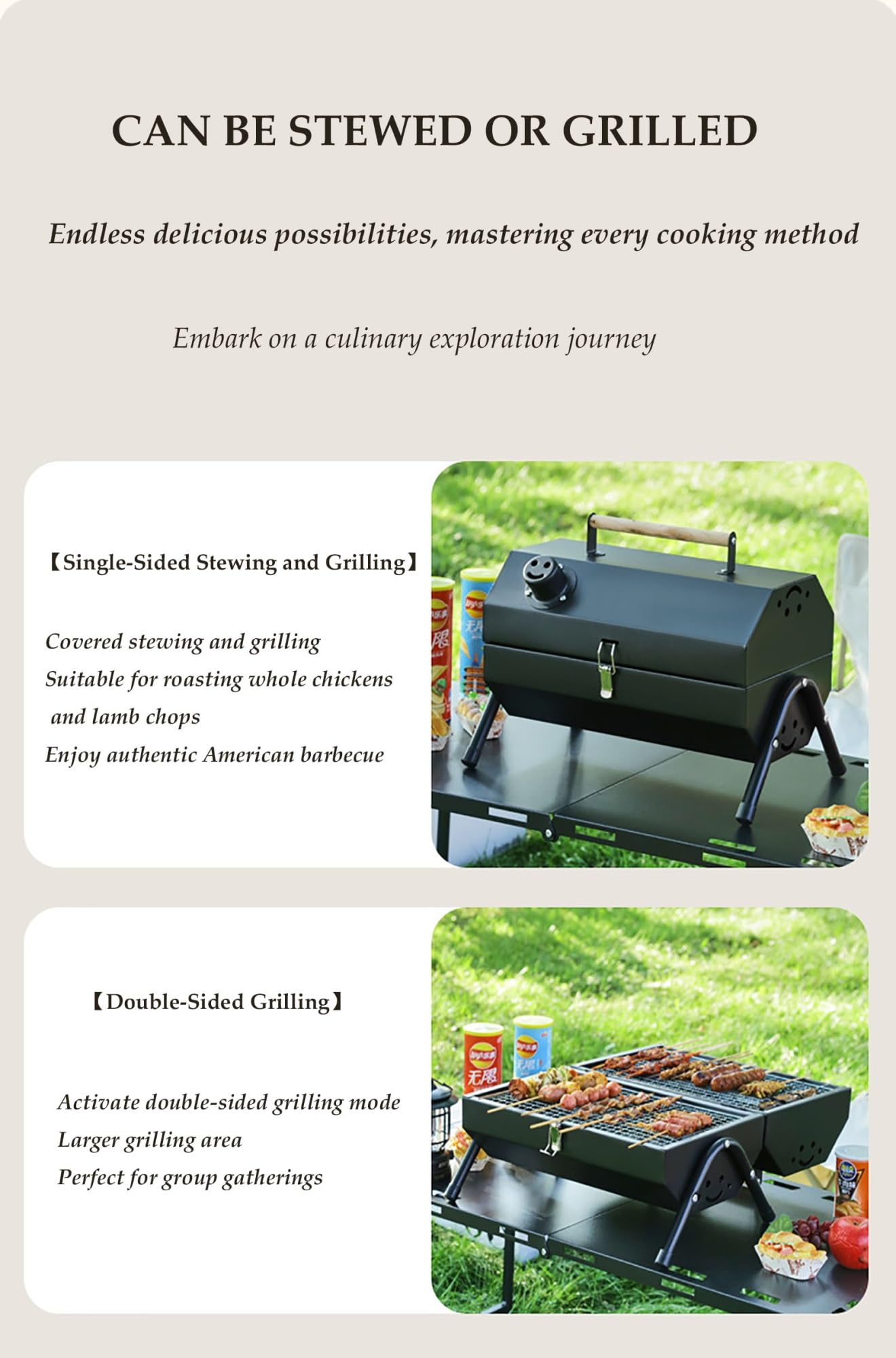 Barbecue portatile pieghevole con griglia a doppia faccia, per esterni, barbecue, da tavolo, per campeggio, spiaggia e picnic, compatto e leggero (verde)