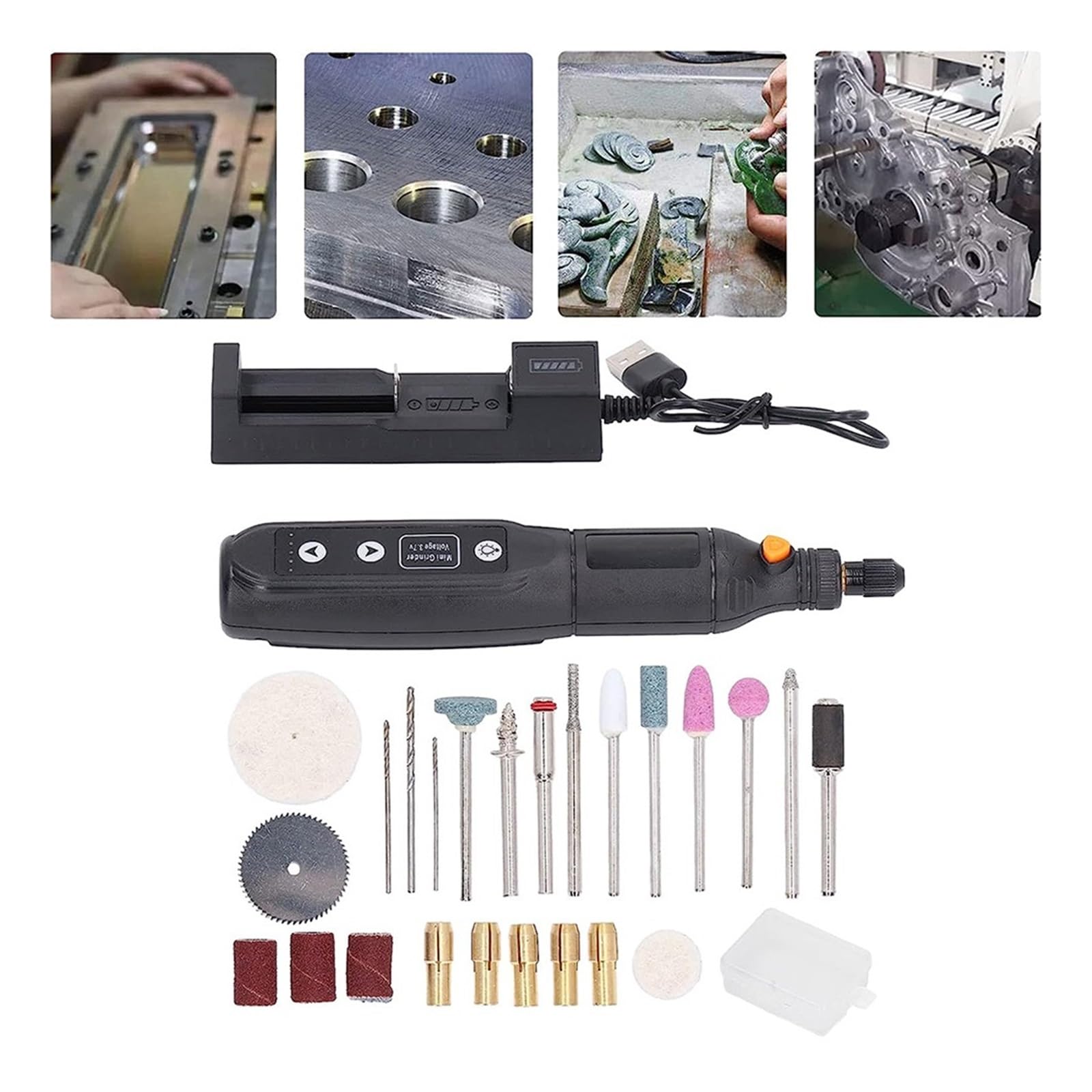 Zestaw NarzęDzi Do Grawerowania USB Bezprzewodowa Mini Wiertarka Elektryczna Zestaw Bezprzewodowych Narzędzi Obrotowych DIY Obróbka Drewna Grawerowanie Długopis Polerka Materiały Ścierne
