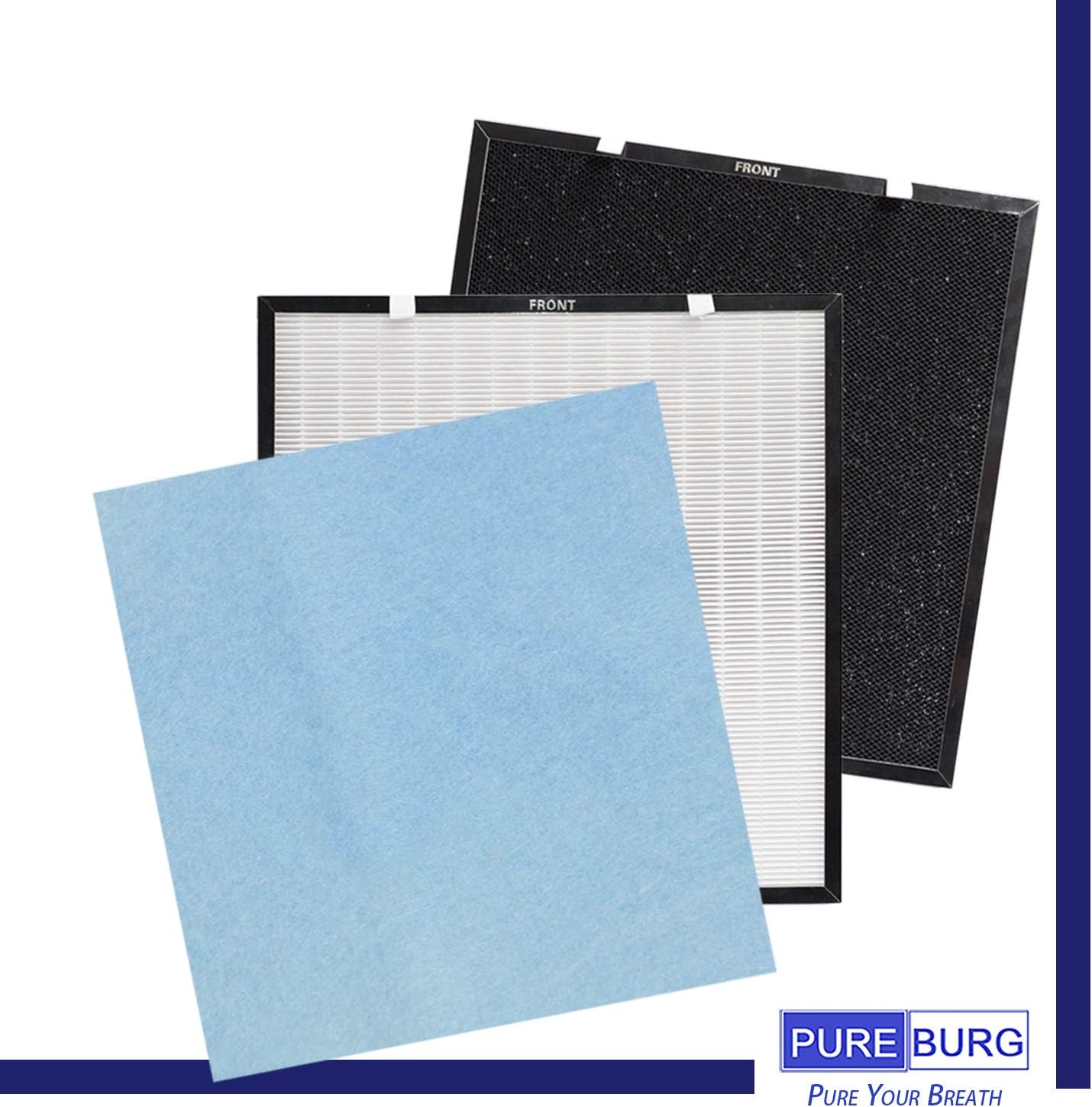 PUREBURG Replacement Filter Set Compatible with Asept-Air Life Cell 2550 5-Stage Air Purifier,H13 HEPA 3-Stage Filtration Air Clean Dust VOCs Odor PM2.5 Smoke - Image 3