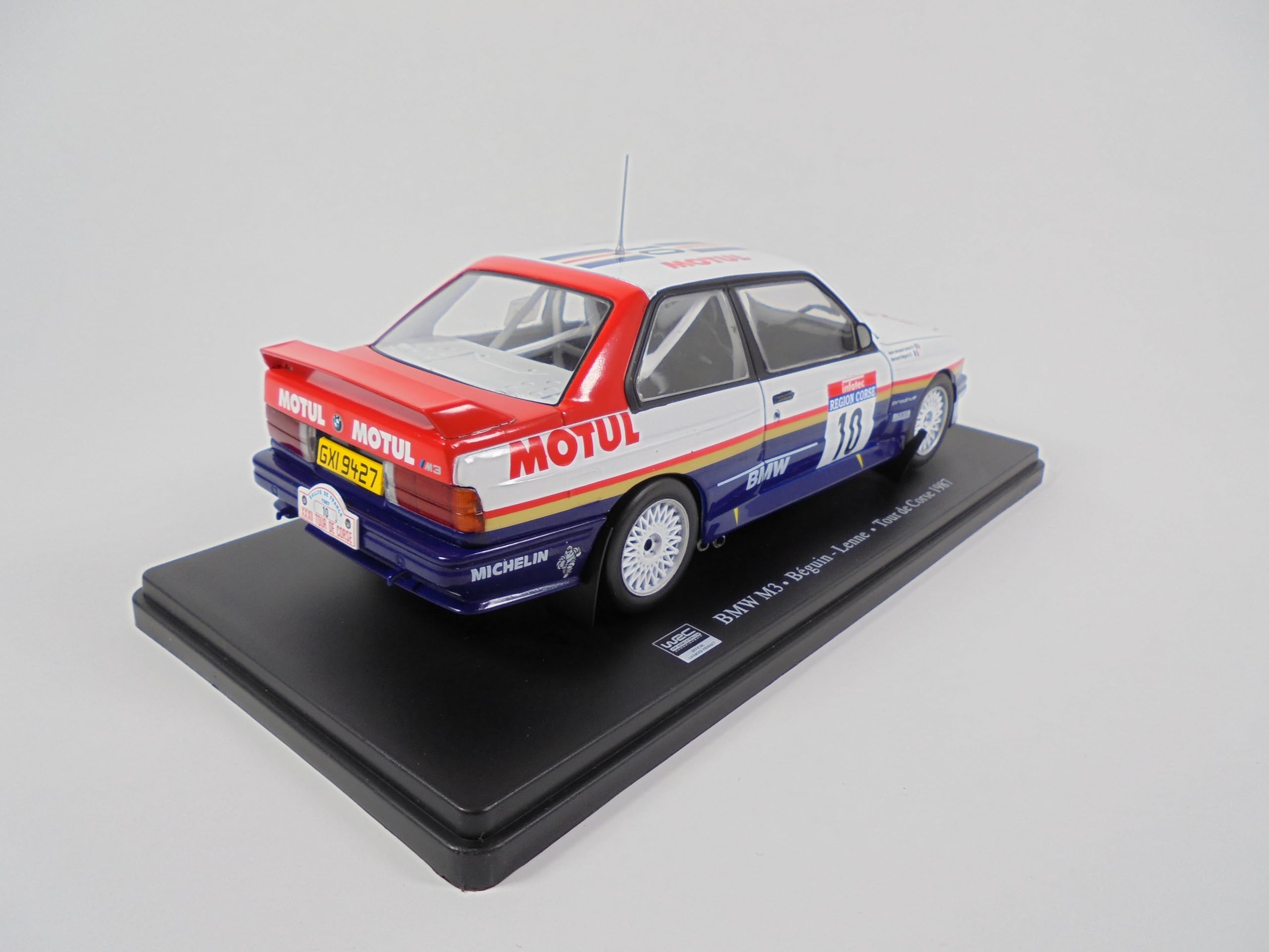 OPO 10 Modello di Auto in Scala 1/24 Compatibile con BMW M3 E30 Beguin/Lenne Winner Rallye Tour de Corse 1987 - RVQ53