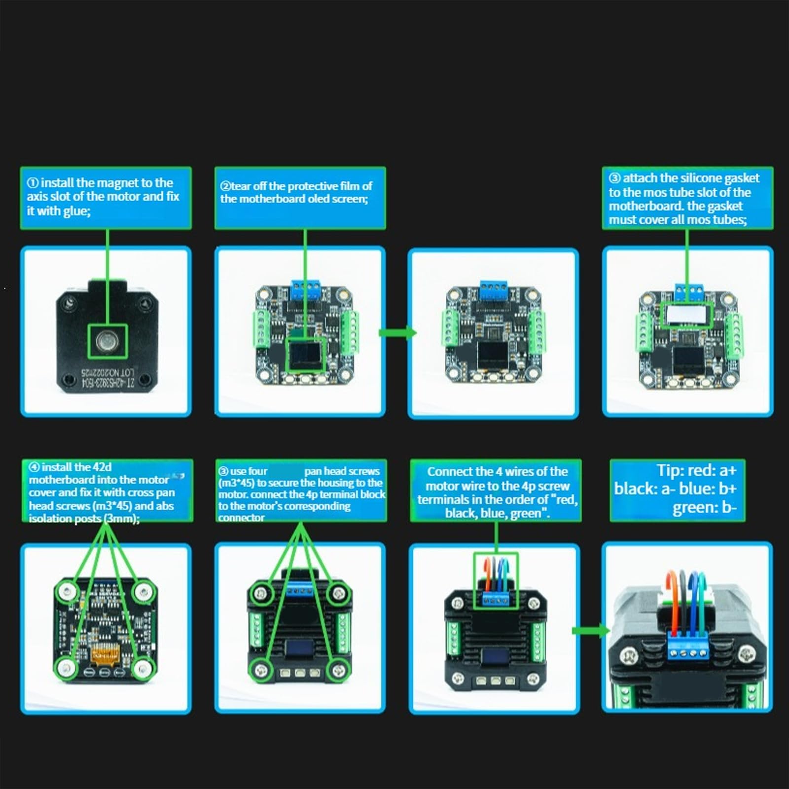 SERVO42D Driver Board Module Set con cablaggio terminale, CANMB