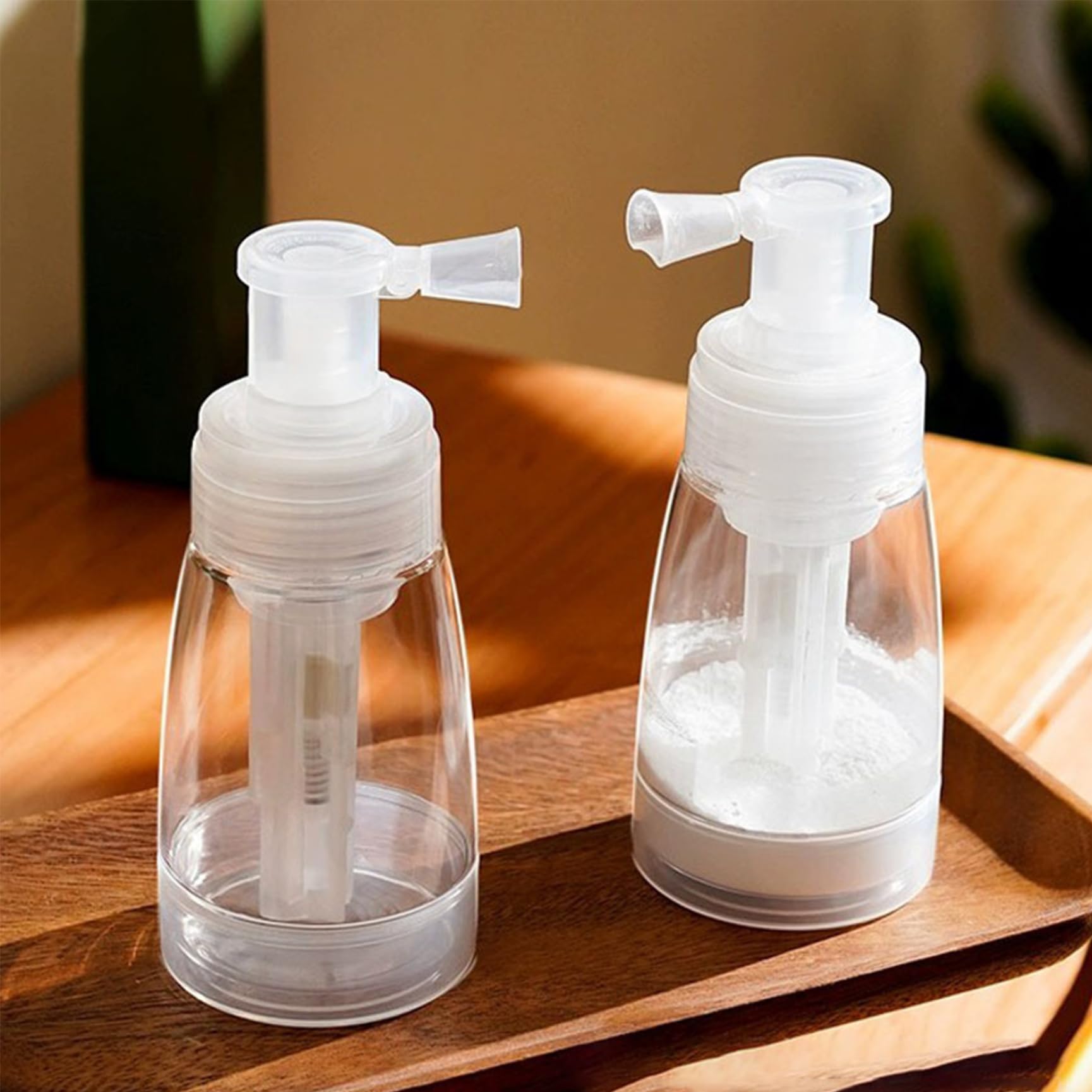 Lot de 2 flacons pulvérisateurs de poudre distributeur de poudre portable de 180 ml avec buse convergente distribution uniforme de la poudre en spray pour poudre pour bébé poudre pour le corps