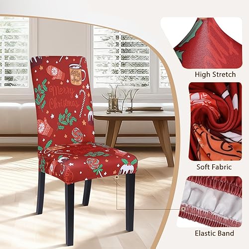 Vista 66 de SearchI - Fundas de silla para comedor, fundas de asiento elásticas, protectores de funda para sillas, funda lavable para sillas sin reposabrazos