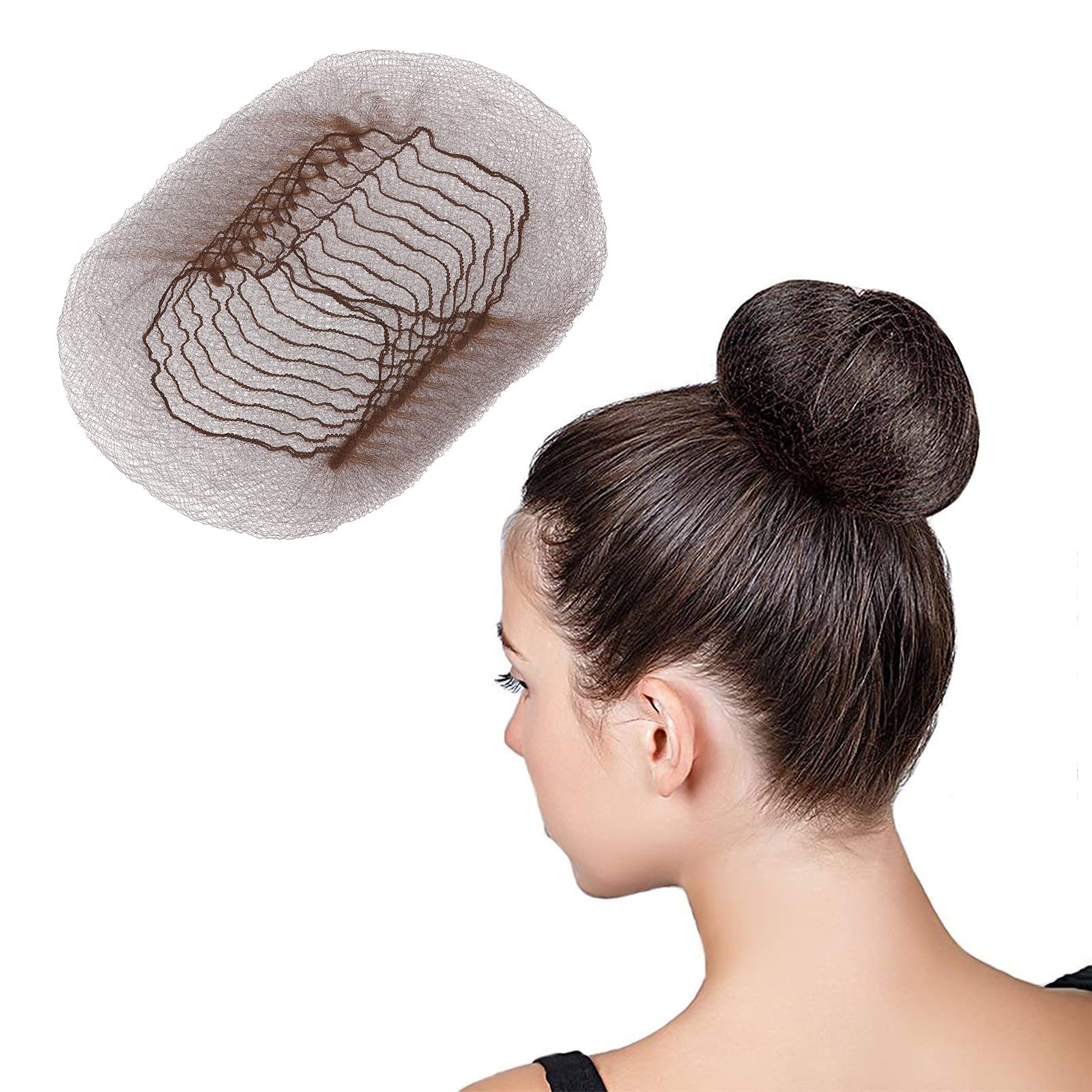 200 redes de pelo invisible con redecilla pelo elasticidad nailon redecilla para el cabello con borde elástico Adecuado para la fijación del cabello de bailarines, gimnasia, jinetes, chefs, enfermeras