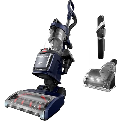 Bissell Pet Hair Eraser DualBrush Upright Vacuum with Two Brush Rolls, DualBrush Self-Cleaning Technology, HEPA Sealed Allergen System, Bright FurFinder Headlights, Lift-Off Pod, 42943
