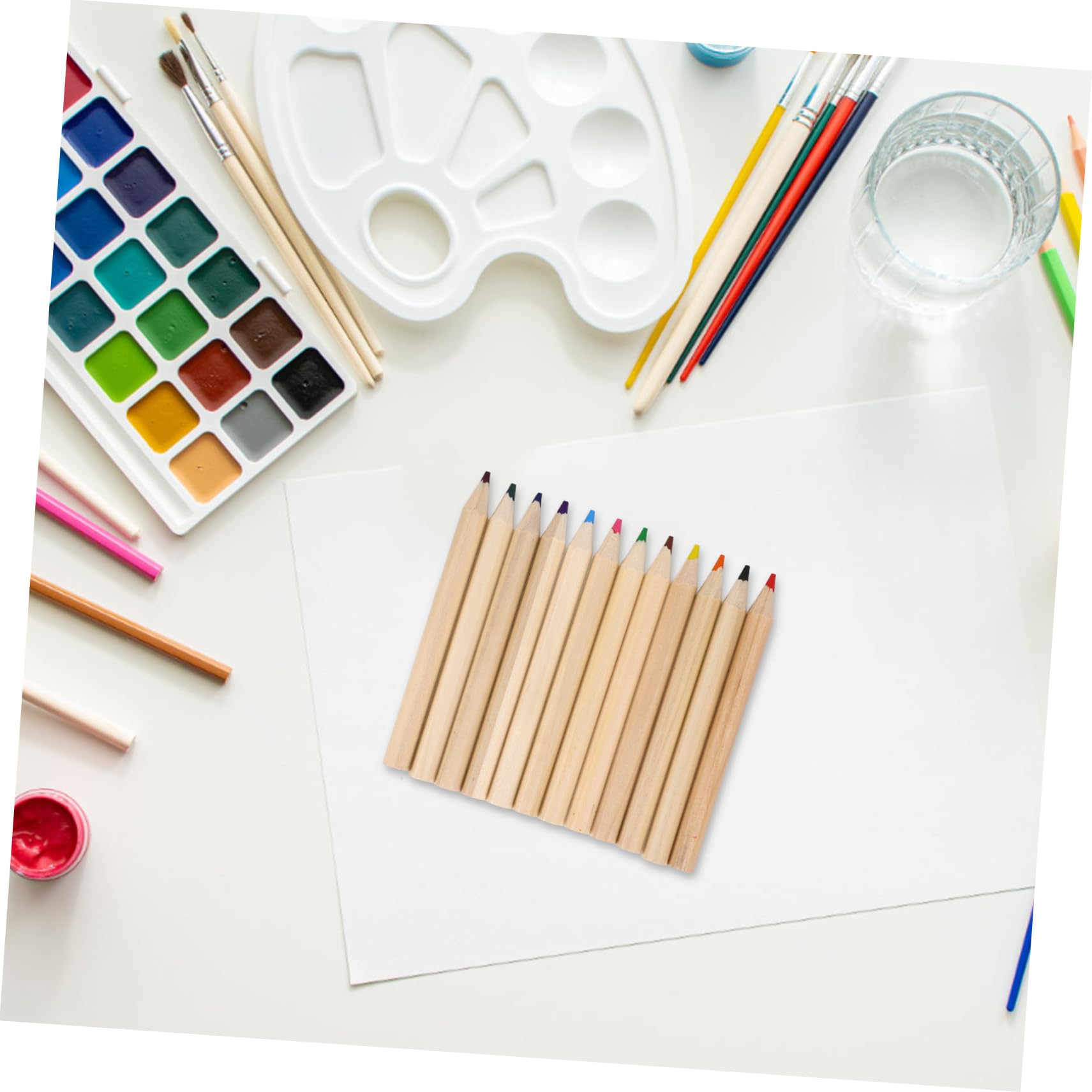 Matite Colorate in Legno Beige 12 Pezzi per Scuola e Disegno