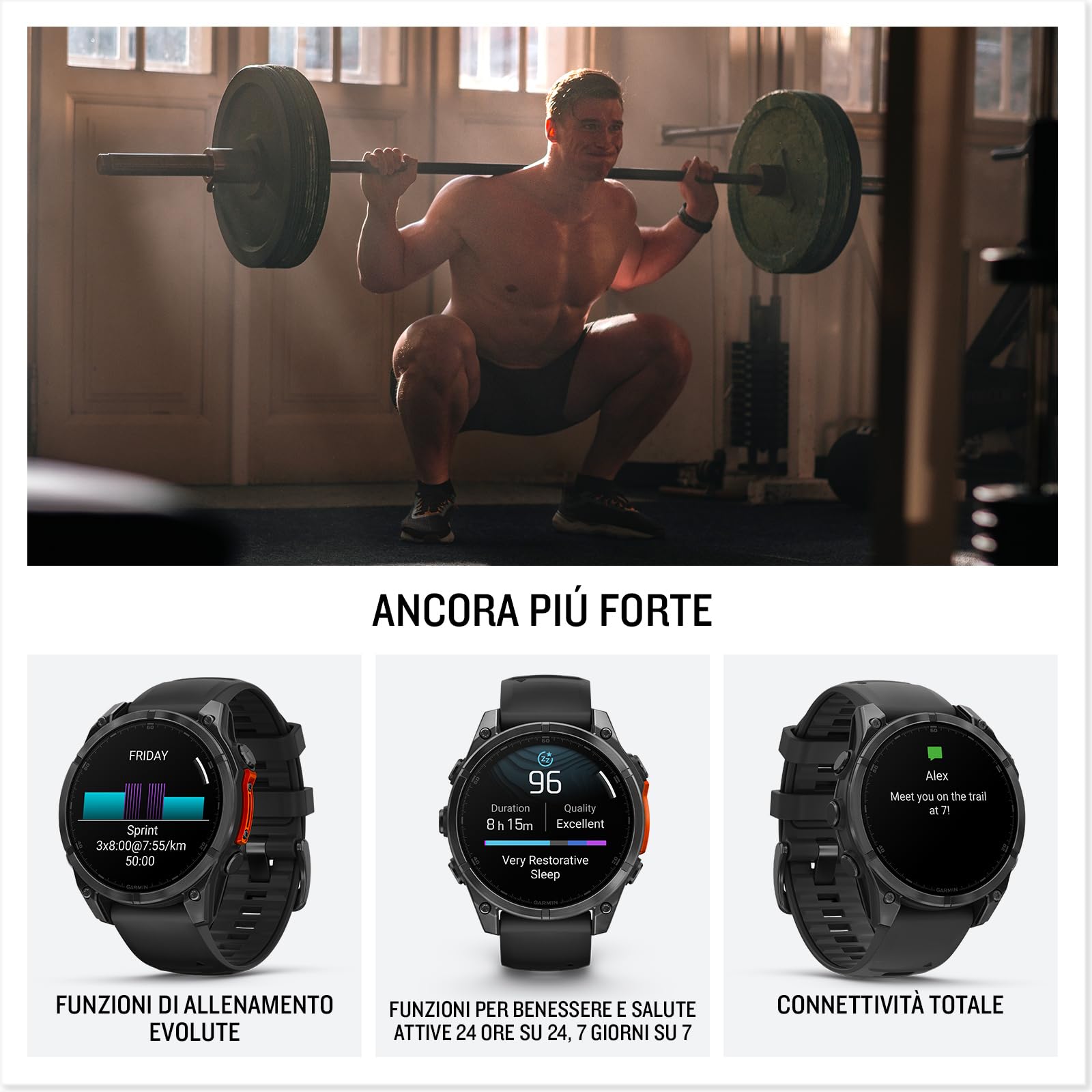 Garmin fēnix 8, 47mm, Display AMOLED 1,4", Touch, Pulsanti induttivi, Speaker e Microfono, Comandi Vocali, GPS multibanda, Torcia, Mappe, 90+ App per lo Sport, Autonomia 16 giorni (Slate Gray & Black)