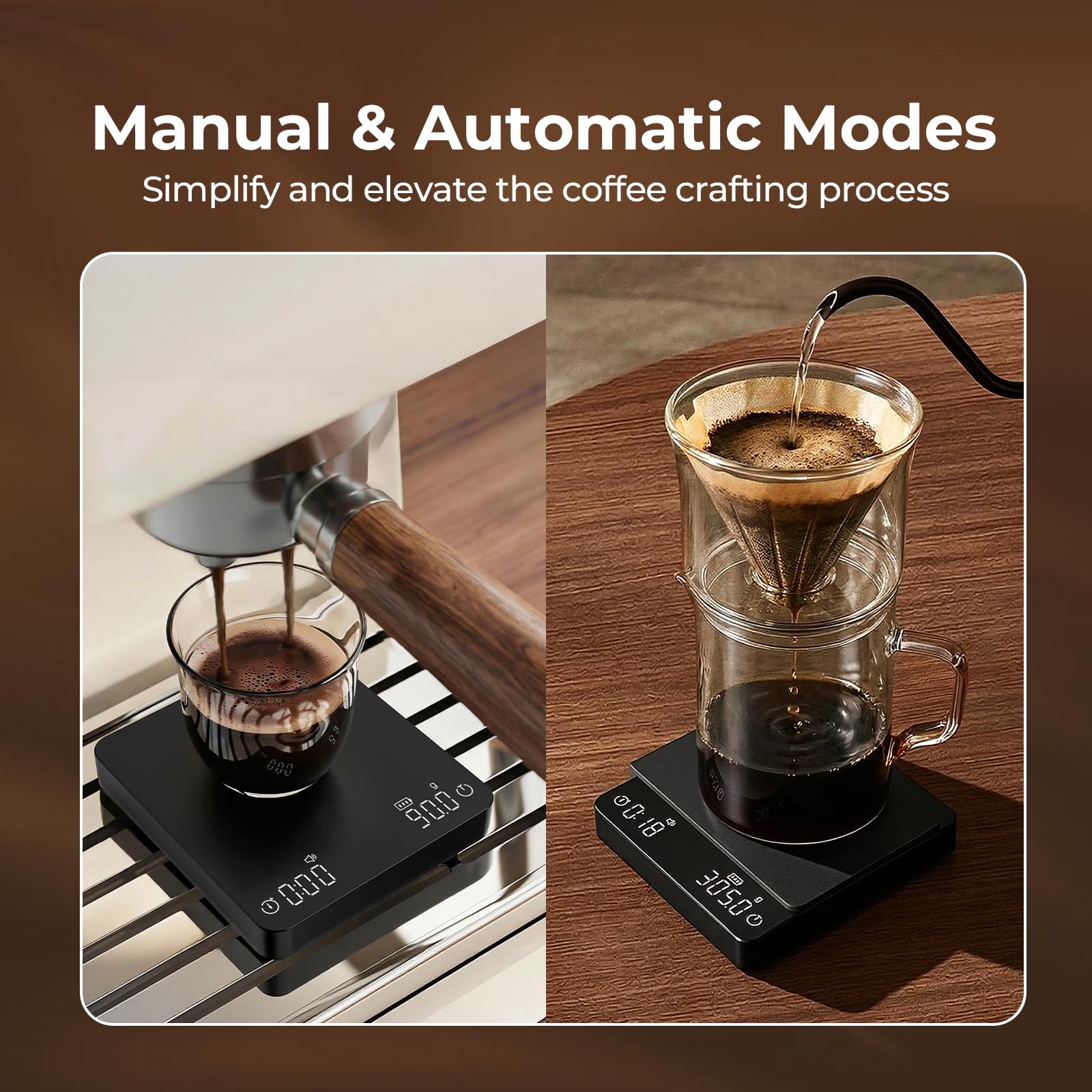 Mini balance à café rechargeable USB-C avec minuterie