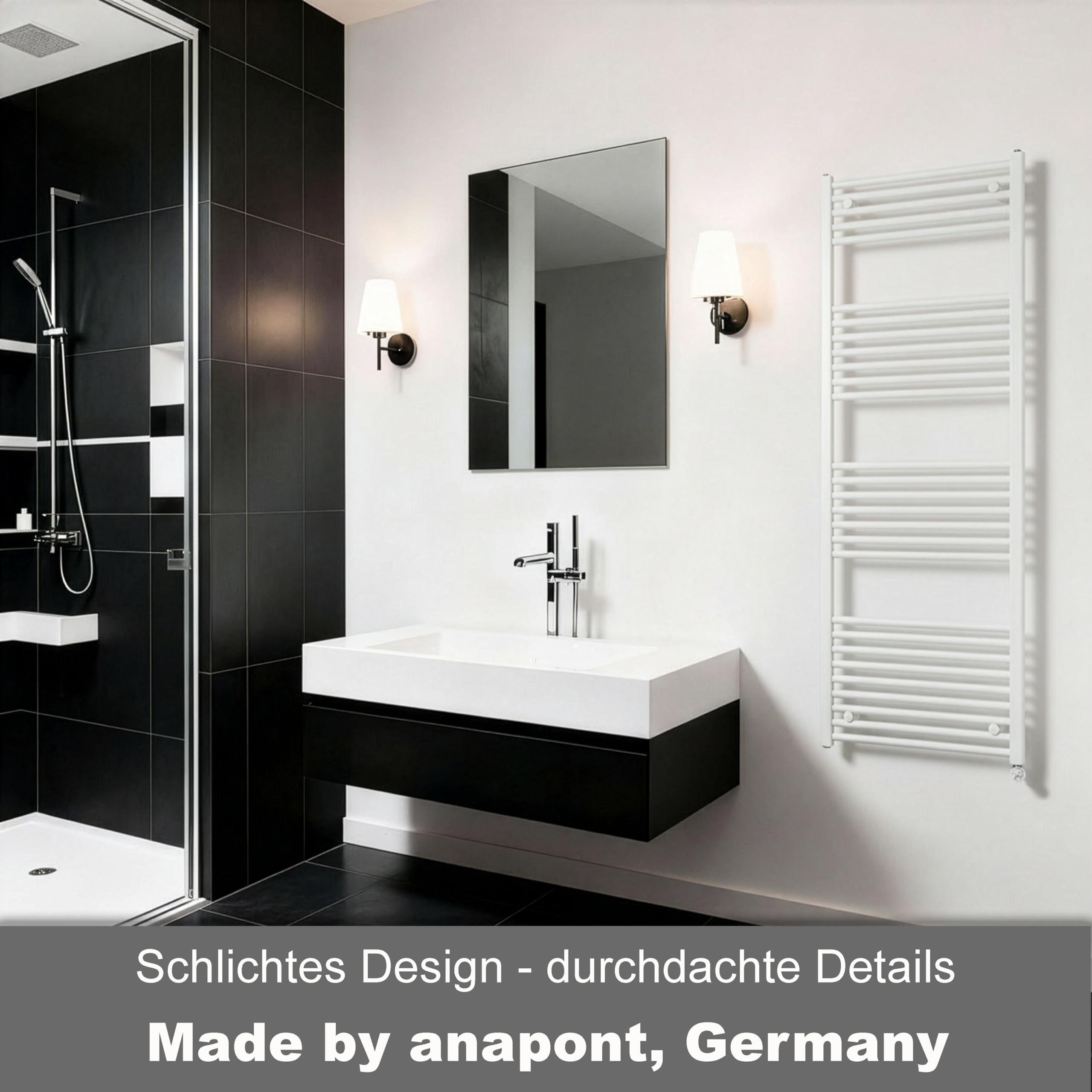 anapont WiFi und Bluetooth elektrischer Badheizkörper 1775x600 - weiß gerade - Handtuchheizkörper - Badheizung elektrisch - Handtuchheizung - Made in Germany | Handtuchheizkörper, Badheizung elektrisch, Handtuchheizung, Made in Germany