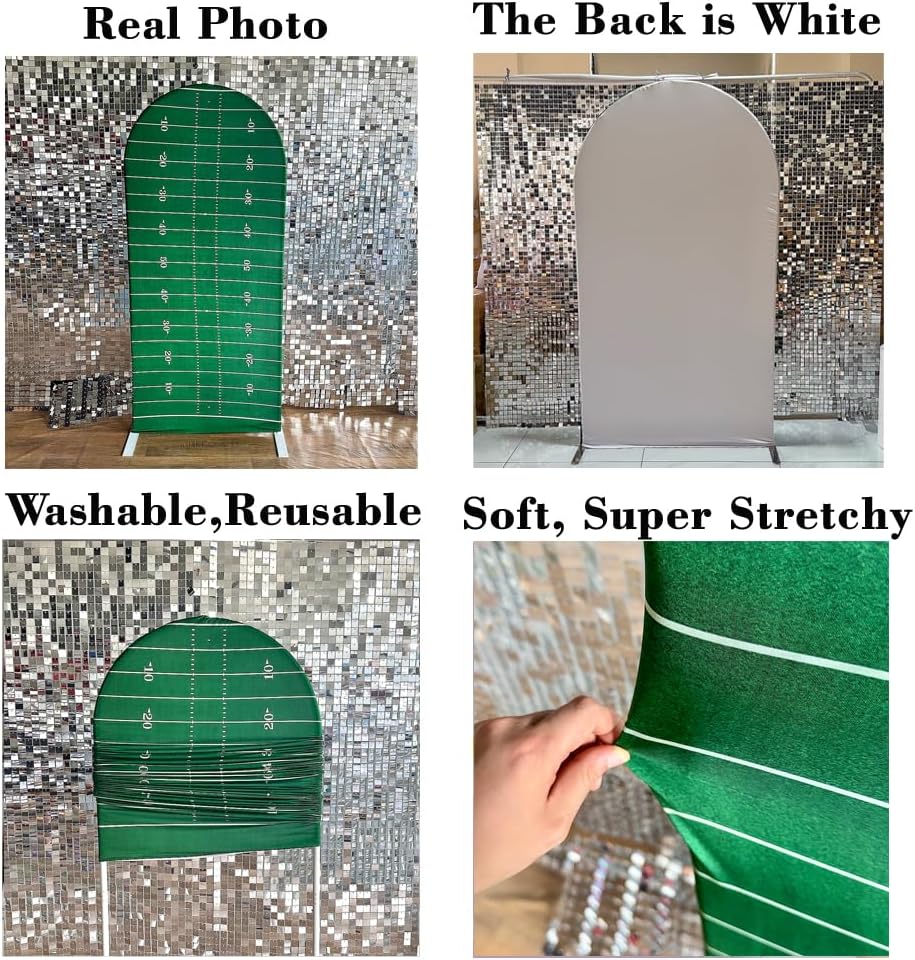 American Football Field Arched Backdrop Covers Stretchy Arch Stand Cover for Boys Football Sports Party Birthday Baby Shower Decoration Props(Only Cover)