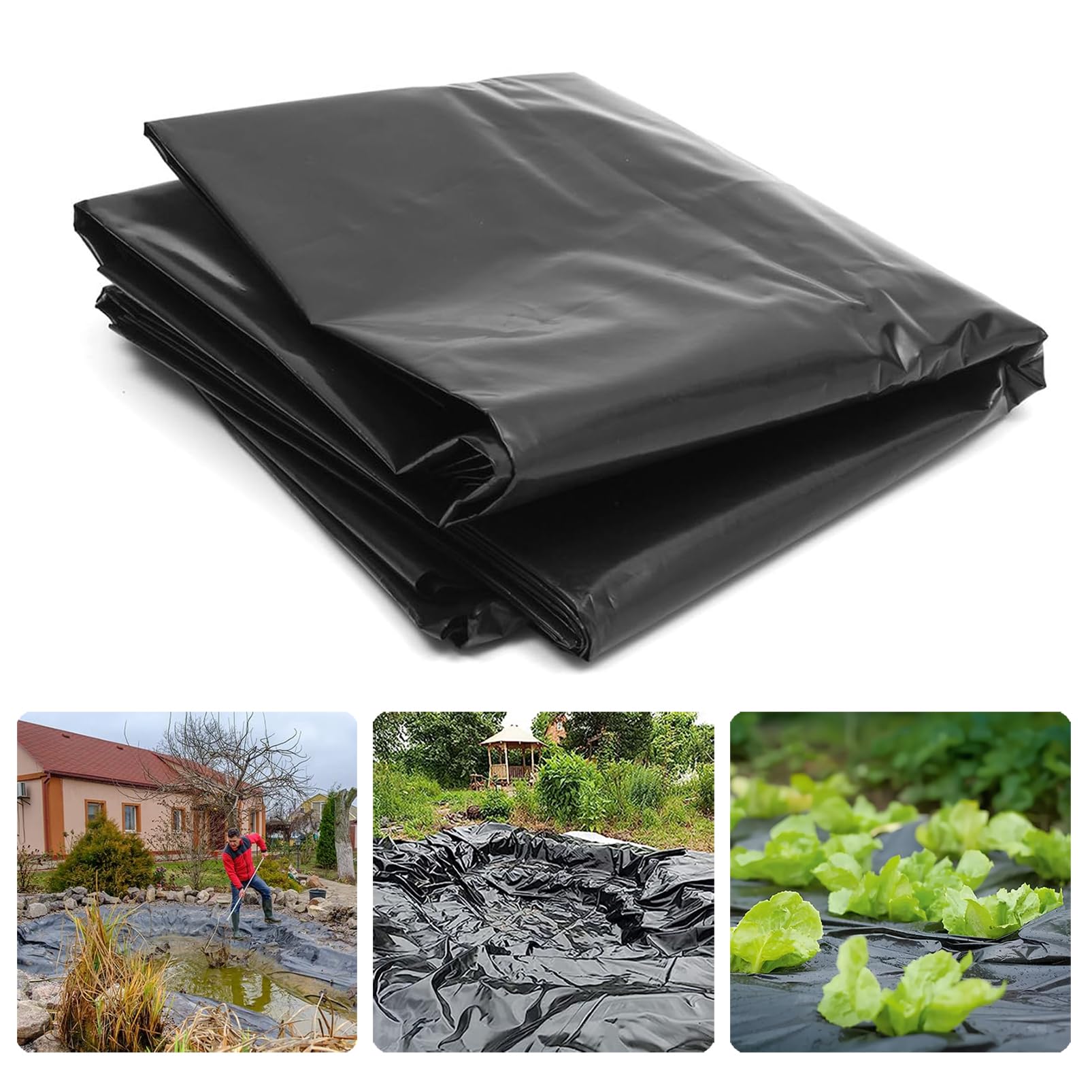Telo Serra Nero 2 x 10M - Telo Protettivo per Serra - Resistente agli Strappi Extra Spesso - Copertura in Plastica Serra del Polytunnel Protezione del Giardino per Piante