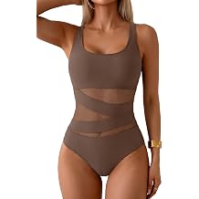 B2prity Womens One Piece Swimsuit Tummy Control Mesh Detail Bathing Suit