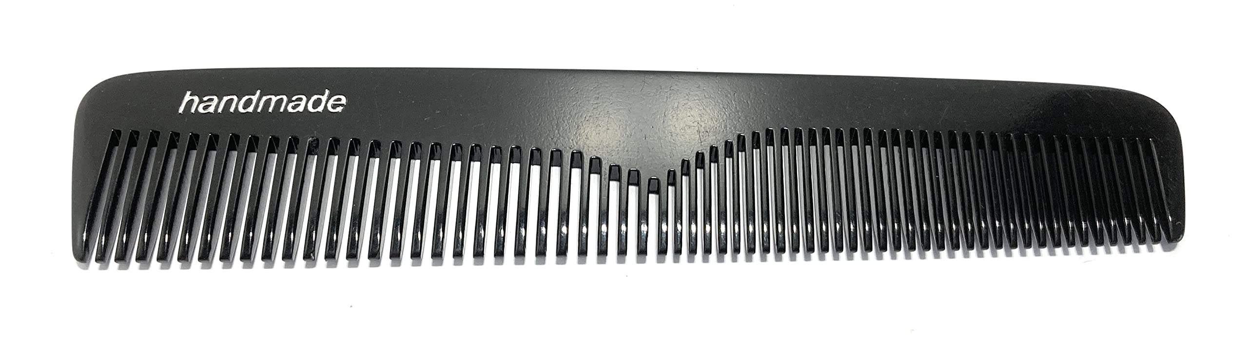 Swedish Crown Pocket Comb Sawn 12.5 cm Handmade Black with Two Teeth Fine + Normal (501 CA), 12,5 cm