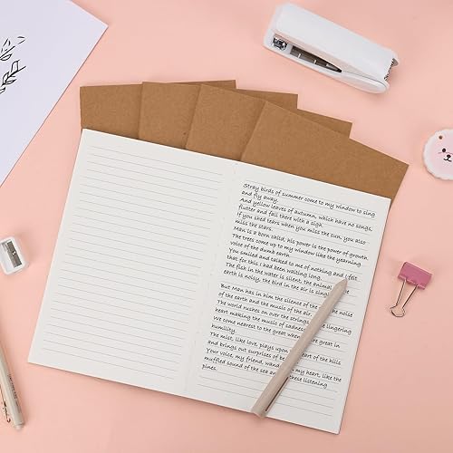 Miniatura 4 de EOOUT Paquete de 48 cuadernos de papel kraft rayados A5, diarios de viaje a granel de 8.3 x 5.5 pulgadas, cuadernos de sujetos con rayas