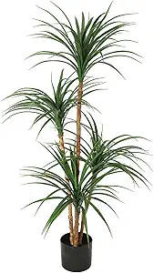 4 Ft Artificial Dracaena Tree, Realistic Fake Dracaena Plant, Tall Dracaena Houseplant for Indoor Décor, Adjustable Lifelike Faux Tree, Ideal for Photo Backdrops, Nursery, Living Room, Office