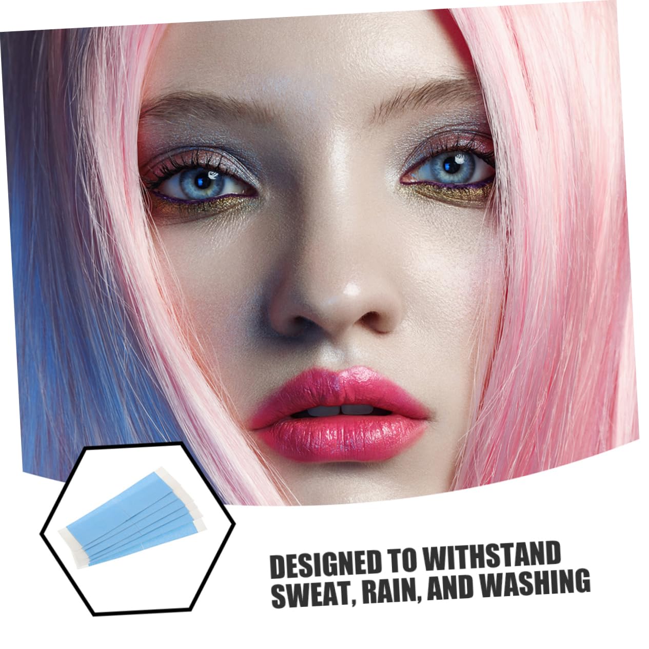 SOESFOUFU Invisible Lace Front Wig Tape 8 Pack Double Sided Adhesive Scalp Tape for Long Wigs C-Shaped for Hair Extensions