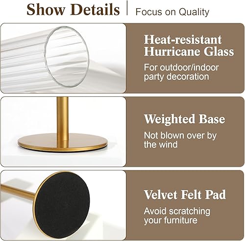 Miniatura 2 de Juego de 3 portavelas de cristal con base de metal dorado para decoración de candelabros, elegante centro de mesa de comedor para bodas, Navidad y