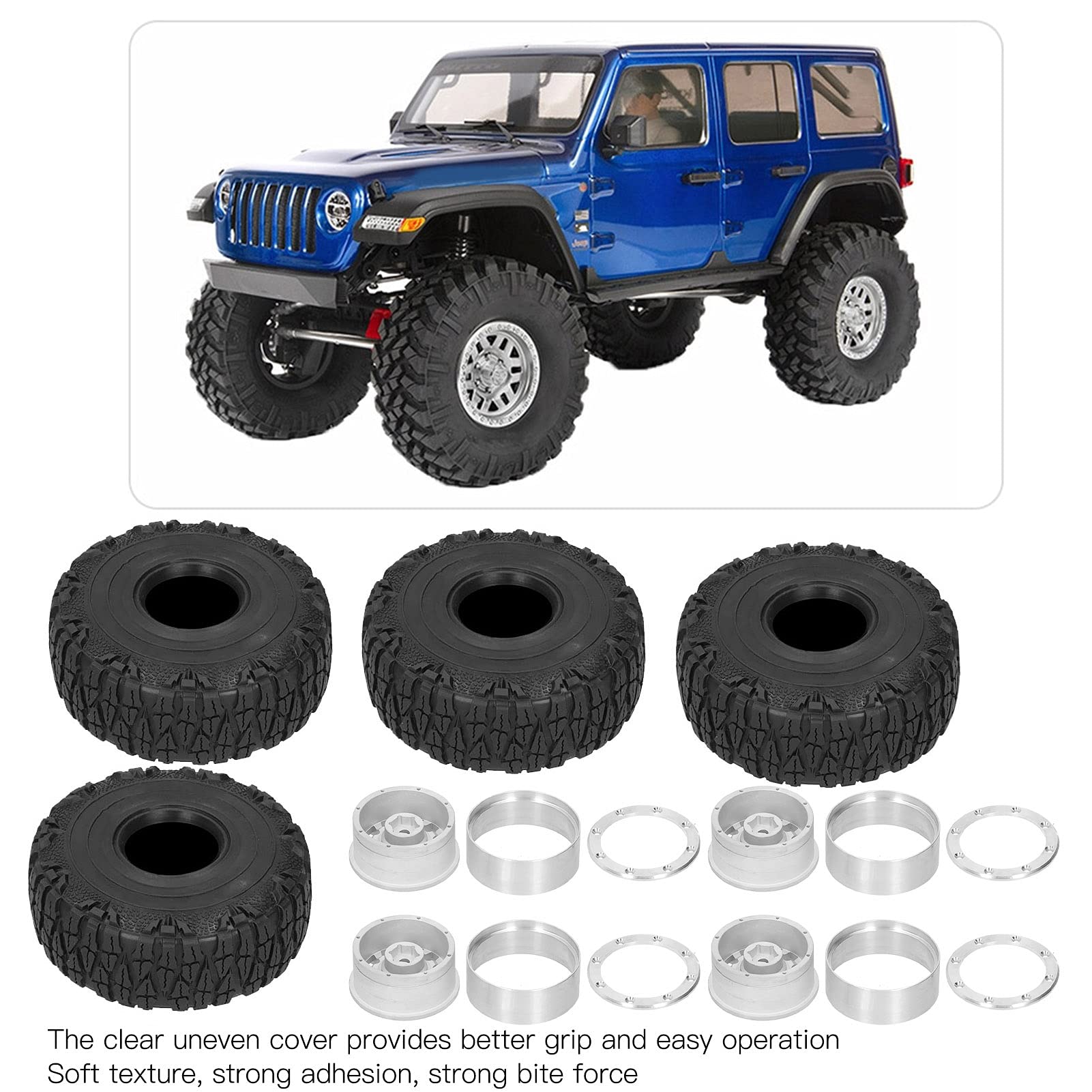 4Set Remote Control 123mm opona z częściami piasty koła do samochodu TRX4/SCX10/90046 1/10 RC (Silver)