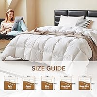 Vista 6 de C&W Edredón de plumón de ganso blanco, tamaño Queen, peso de relleno de 50 onzas, potencia de relleno 750, funda 100% algodón, caja deflectora 3D