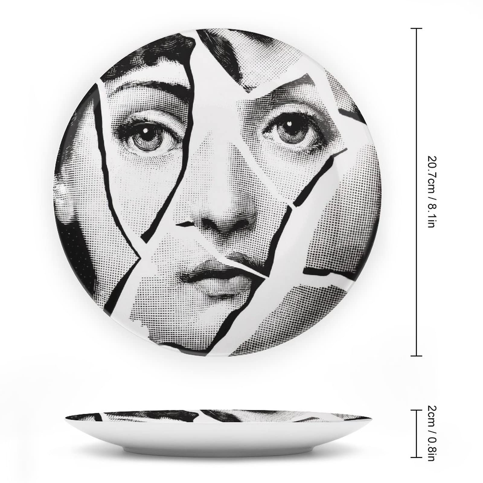 Lina Cavalieri Plate, Wall Decorative Plate, Mysterious Face Plate Wall Hanging Decoration,Including Bracket and Special Spring Hook,B4,8inch