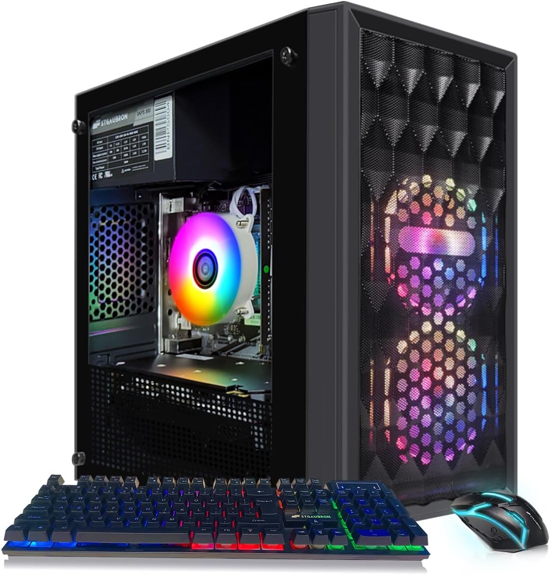 STGAubron Gaming PC Computer Desktop, Radeon RX 590 8G, Intel Core I7 8th up to 4.1GHz, 16G DDR4, 512G SSD, WiFi 6 & BT 5.2, RGB Fan x2, Windows 11 Home
