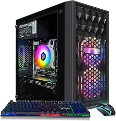 STGAubron Computador desktop para jogos, Intel Core i7 8ª geração até 4,1GHz, Radeon RX 590 8G, 16G DDR4, 512G SSD, WiFi 6 e BT 5.2, ventilador RGB x2, Windows 11 Home