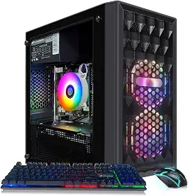 STGAubron Computador desktop para jogos, Intel Core i7 8ª geração até 4,1GHz, Radeon RX 590 8G, 16G DDR4, 512G SSD, WiFi 6 e BT 5.2, ventilador RGB x2, Windows 11 Home