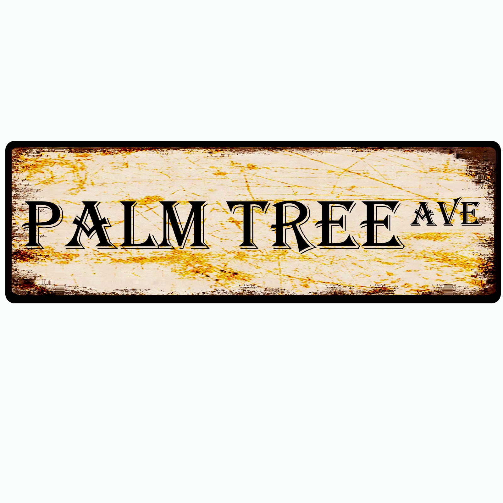 Vintage Metal Palm Tree Sign 4x16 Inch,Tin,Rectangular,Wall Mount,Indoor/Outdoor