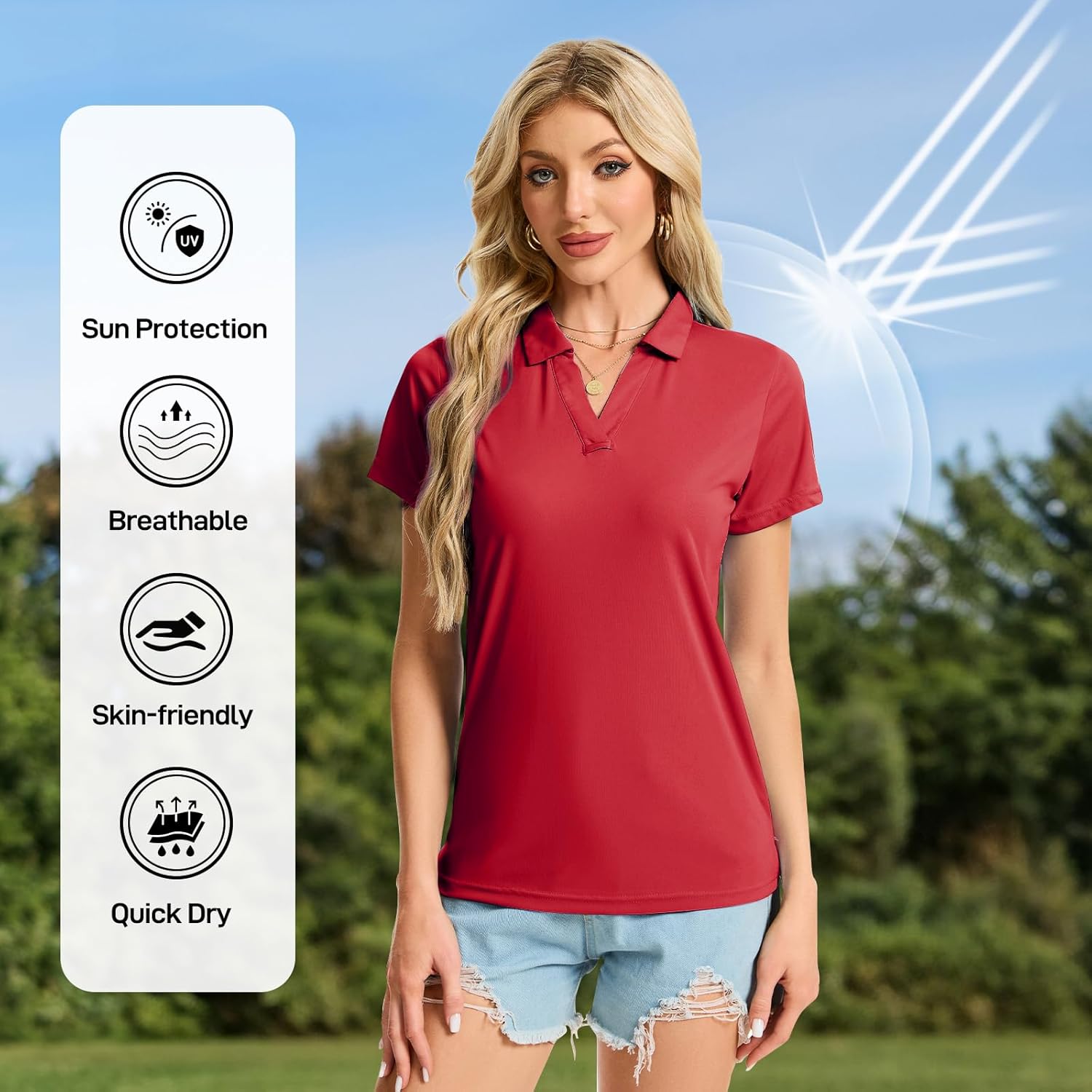 Women's Polo Shirts Short Sleeve Quick Dry UPF 50+ Sun Protection Business Casual Collared Shirt Tennis Golf Shirt Work Tops - Image 5