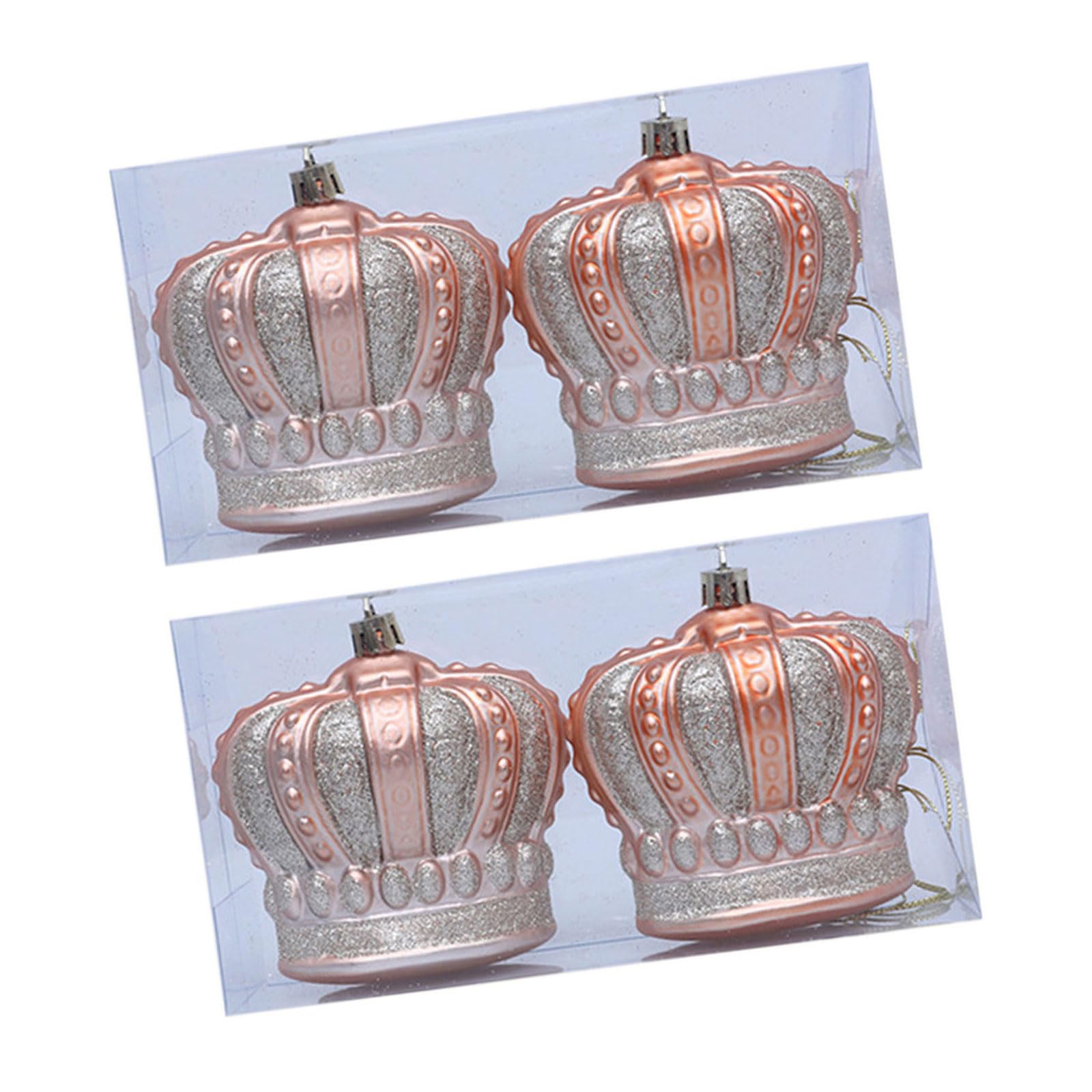 4Pcs Christmas Tree Crown Shape Hanging Ornament Shatterproof Christmas Baubles Ball Decoration for Wreath Mantels Crown Tree Ornament