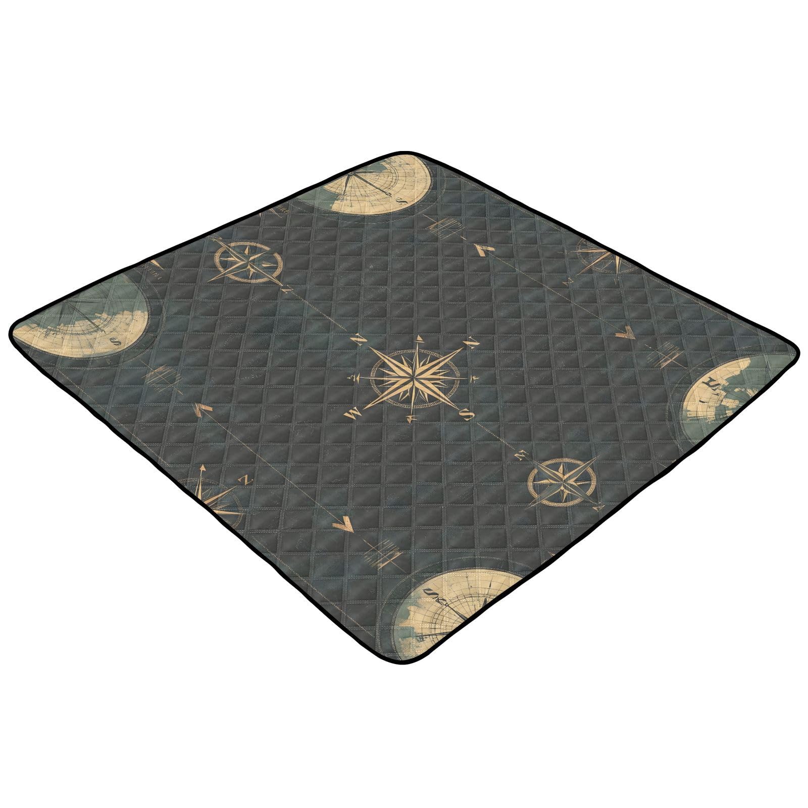 BOESI Doodle Compass Pattern Baby Play Mat, 50“ X 50” Washable Folding Crawling Mat, Baby Floor Mat, Soft, Thick, Non-Slip