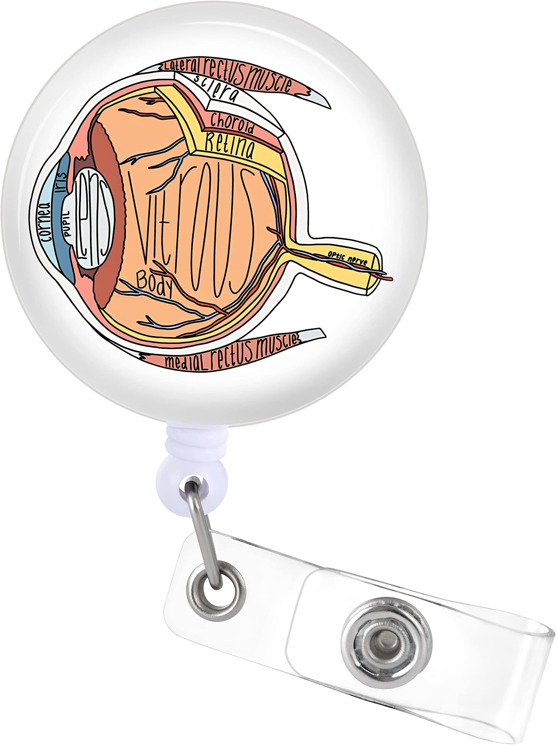 Plifal Badge Reels Holder Retractable with ID Clip for Nurse Name Tag Card Eye Design Optometry Nursing Doctor Medical Work Office Alligator Clip ZJK-092313