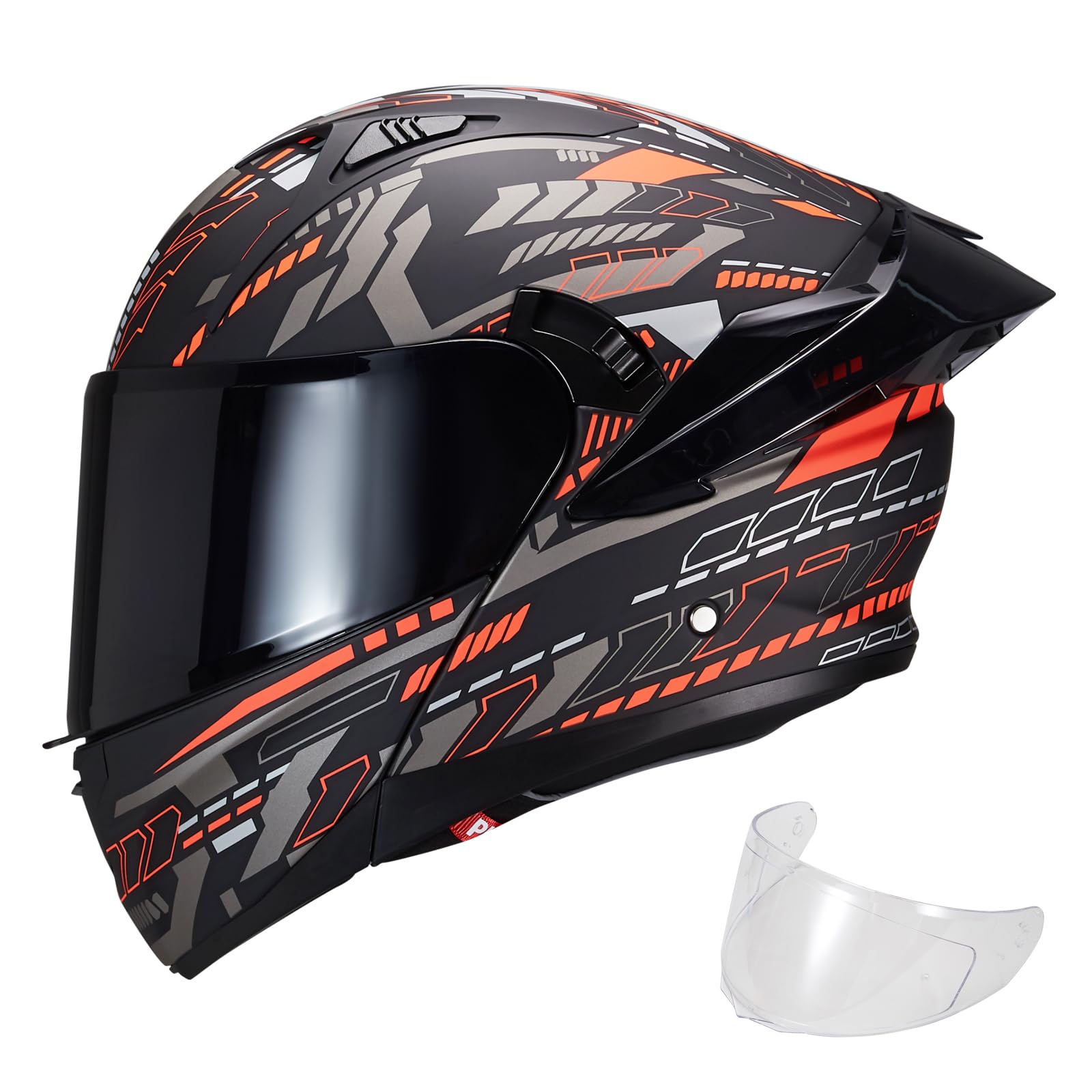 JQF Gear Modular Motorcycle Helmet Dual Visor Flip Up Full Face Helmets SJ-809 DOT Approved for Adults Men Women (Matte Cosmos, M)