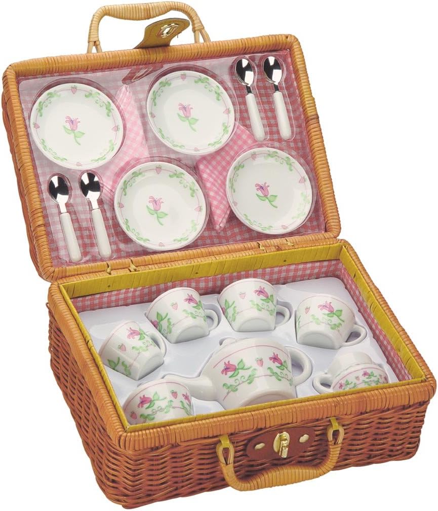 Deluxe Ceramic Tea Set with Basket