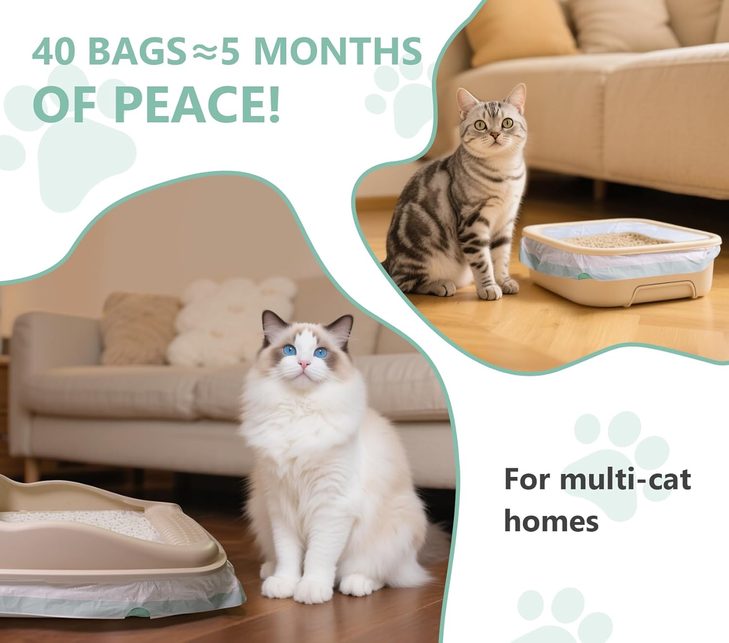 37" x 18" 40 Ct Jumbo Cat Litter Box Liners & 360° Random Movement, Tail Wagging & Catnip Stimulation - Electric Croc