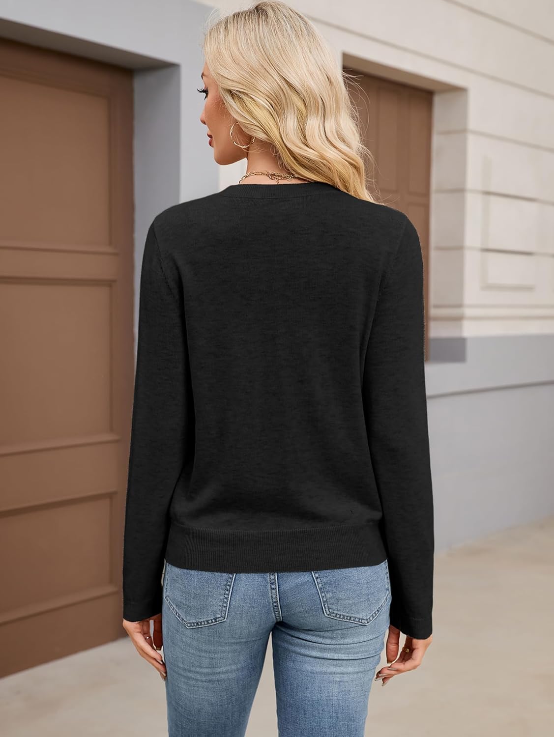 SunnyMelody Womens Long Sleeve Wool Blend Sweater Spring 2026 Business Casual Outfits Classic Crew Neck Work Top - Image 3