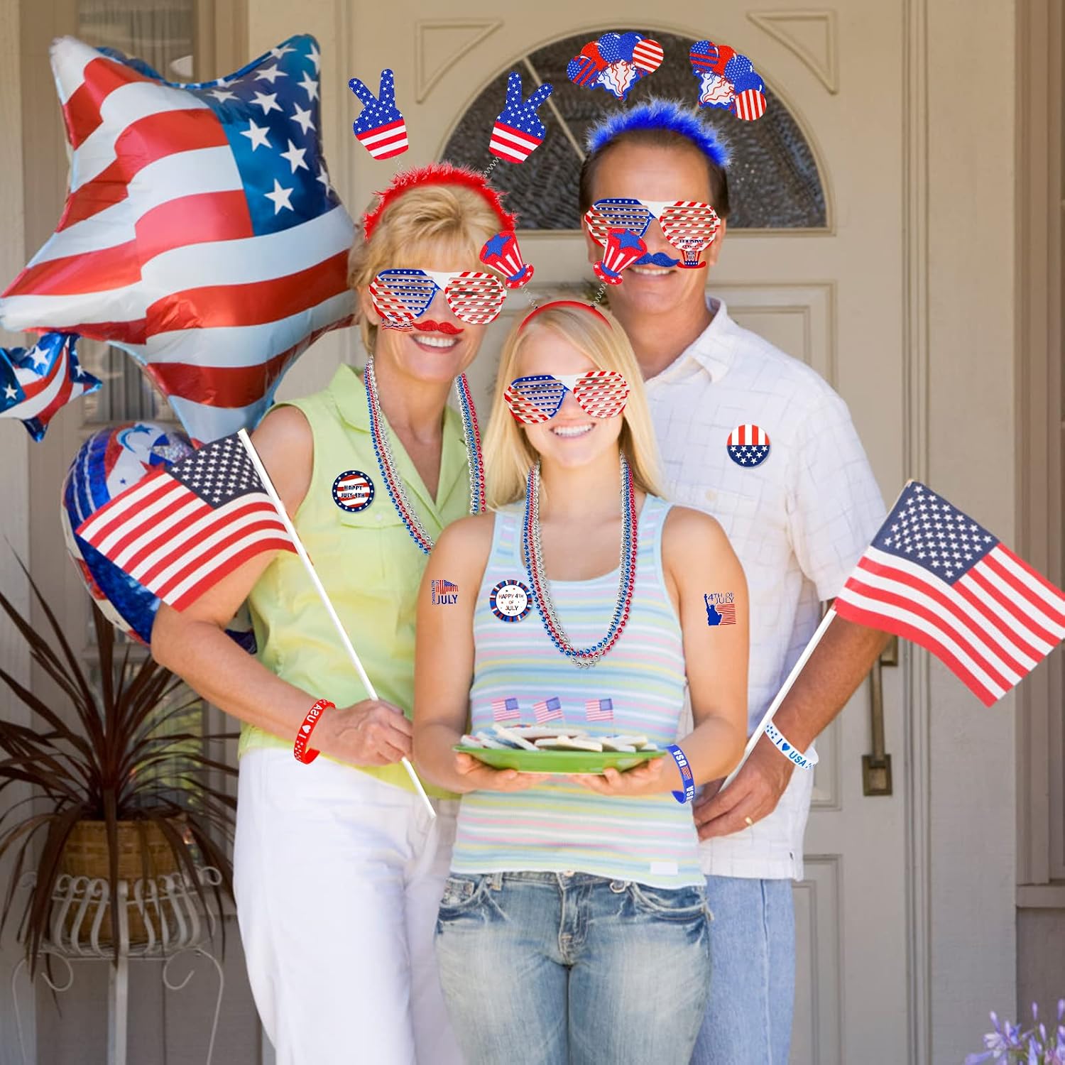 Lansian 4th of July Accessories Bulk Party Supplies, 164Pcs Patriotic Party Favors Set for Independence Day Decorations Memorial Day Celebrations USA Flags Party Parades Classroom Rewards for Kids