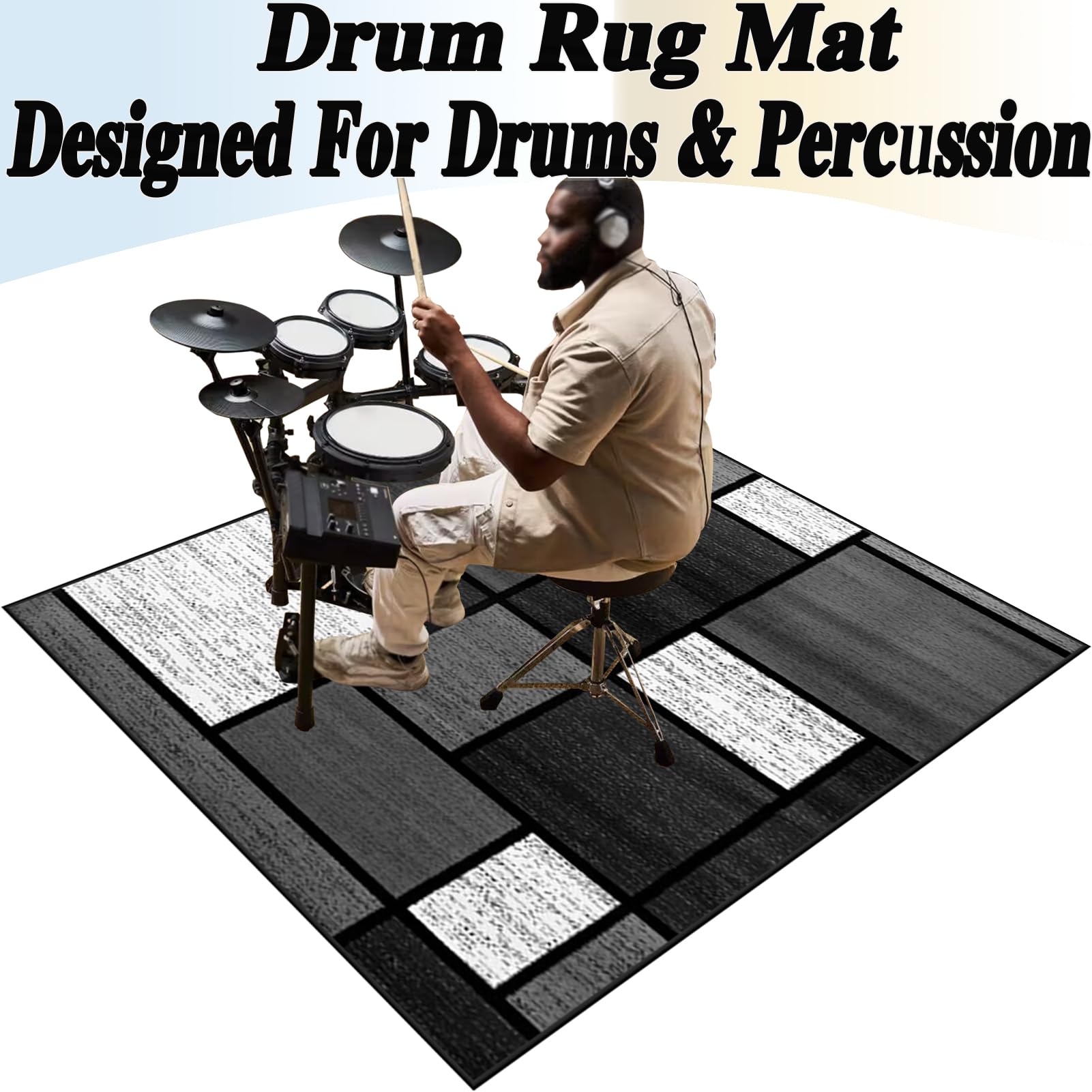200 x 180 cm, dywan perkusyjny do perkusji i perkusji, mata dźwiękoszczelna, mata bębnowa, antypoślizgowy koc, mata, bęben jazzowy, elektroniczny zestaw perkusyjny, dywaniki do bębna basowego