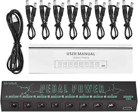 M-VAVE VEDO Pedal Power - Fonte de Alimentação para Pedais 9V com 8 Saídas Isoladas, Proteção Contra Sobrecarga, Entrada Type-C 5V 2A, Ideal para Pedalboard de Guitarra, Baixo e Efeitos Estável