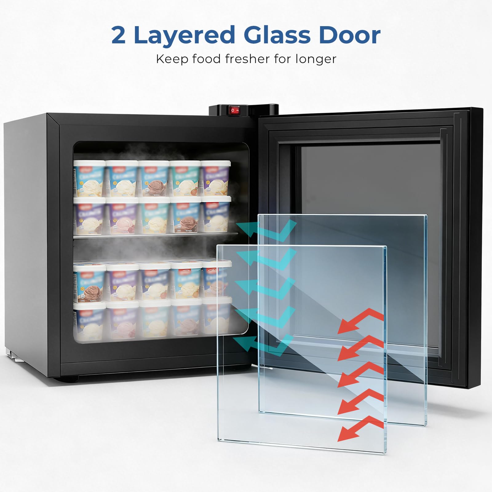 Cowsar 1.1 Cu Ft Compact Mini Freezer, 7 Temp Settings (-18°F To -10°F), Removable Shelf Display Freezer For Home/Kitchen/Dorm/Office, Suitable For Ice Cream/Meat/Seafood on Fridge.com - View 2